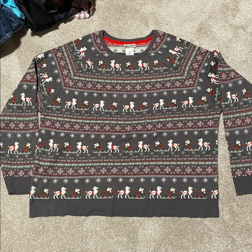 Disney Parks Gray and Red Sweater